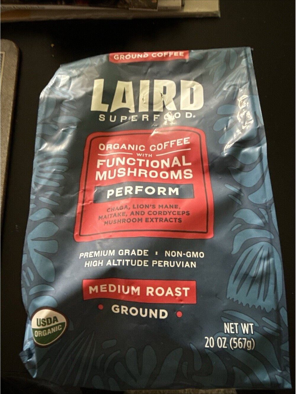 Laird Superfood Organic Ground Coffee Medium Roast Function Mushrooms Perform